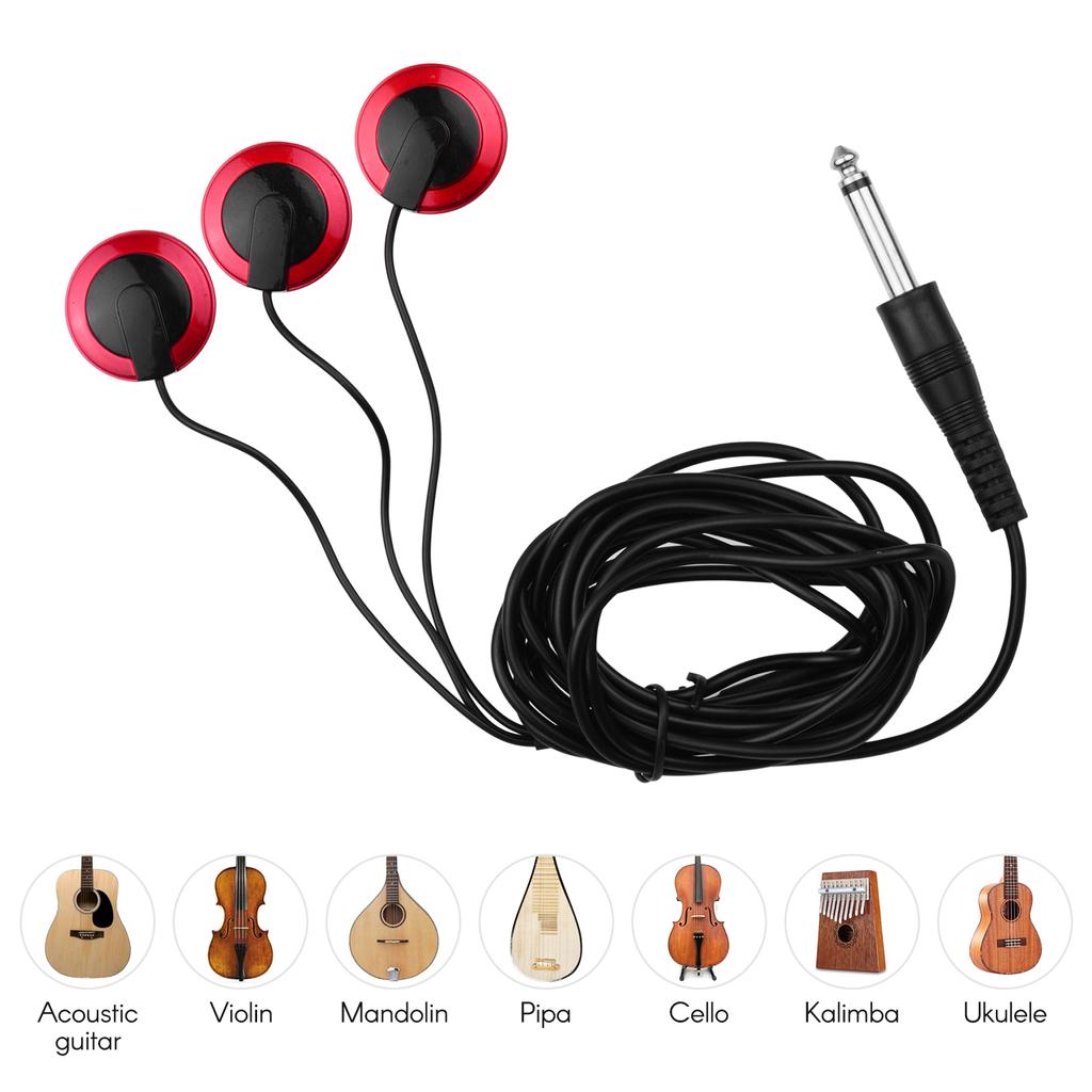 Adhesive Instrument Pickup Acoustic Guitar Pickup Mini Transducer with 1 4 Inch Connector for Violin Mandolin Ukulele