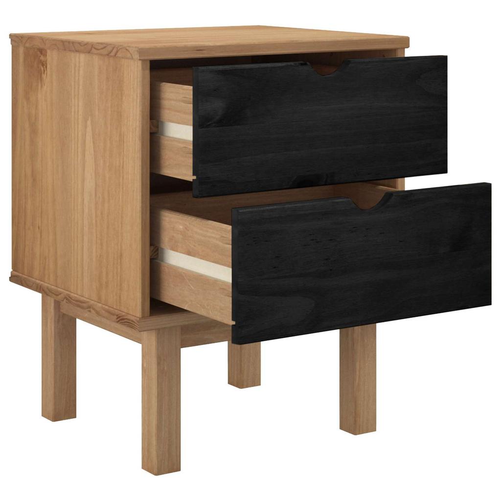 OTTA Nightstand Black 45 x 39 x 57 cm Solid Pine Wood