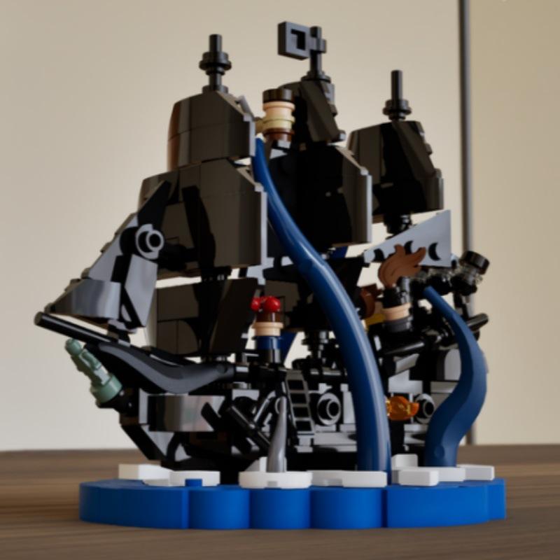 Mini Black Pearl Pirate Ship Moc Blocks, Educational Assembly Toy Model For Kids & Adults, Collectible Decoration & Gift