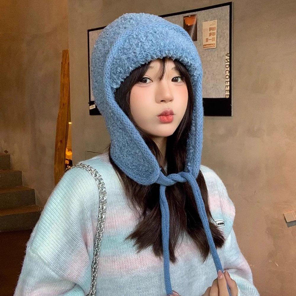 Warm Knitted Hat Plush Beanies Cap Cute Winter Hat
