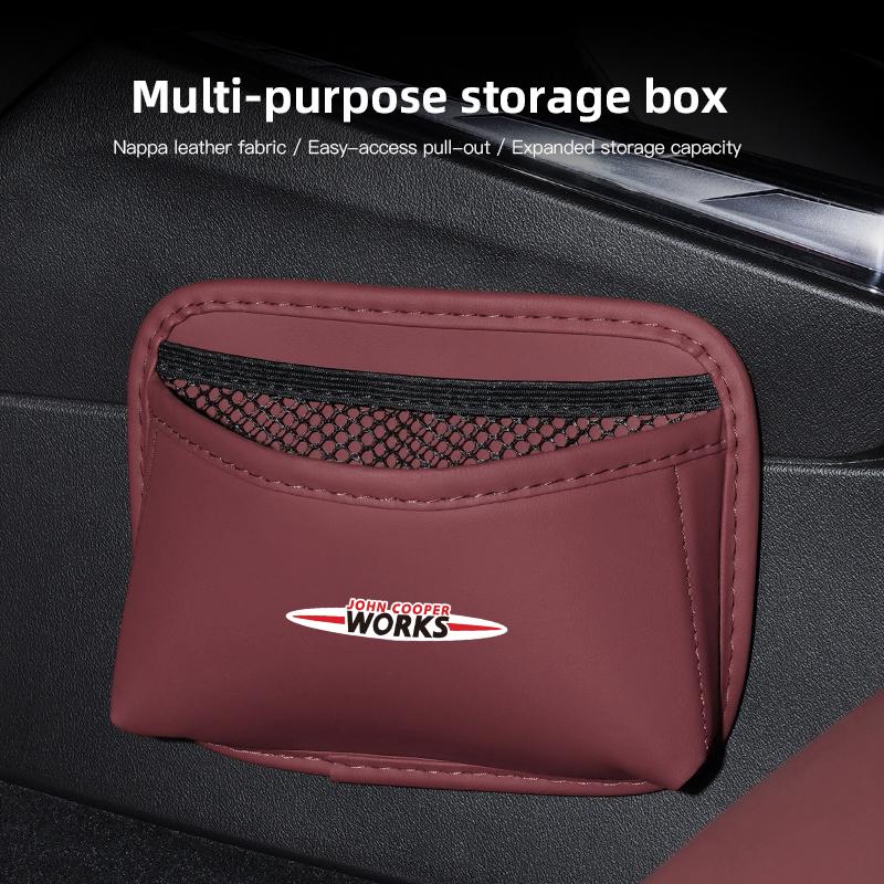 PU Leather Car Storage Organizer Bag Pocket For MINI Cooper JCW Countryman Clubman Cabrio Paceman Coupe Car tire valve cap