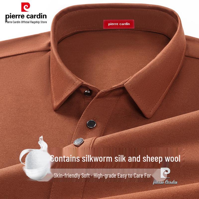 Pierre Cardin Men's Silk Wool Blend Long Sleeve Polo Shirt