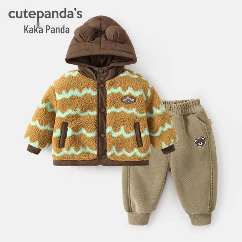 

Kaka Panda Kids Fleece-Lined Jacket and Pants Set - Winter Clothes for Boys and Girls 80cm кавовий/хакі