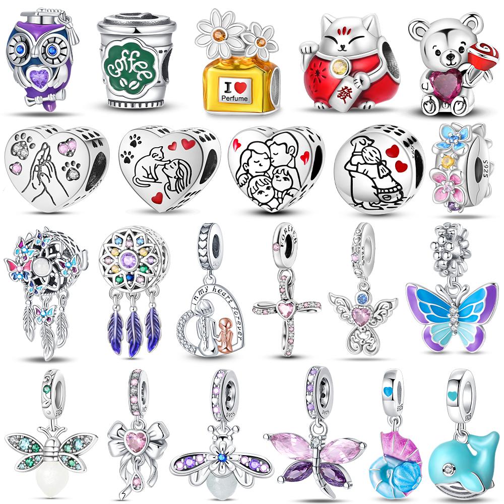 Copper Charms Beads Fit Qikaola Original Blue Zircon Owl Luminous Sea Turtle Octopus Bracelets Diy Birthday Jewelry Gift