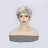 Women's Fashionable Synthetic Headband Gray White with Short Curly Hair Naturally Fluffy