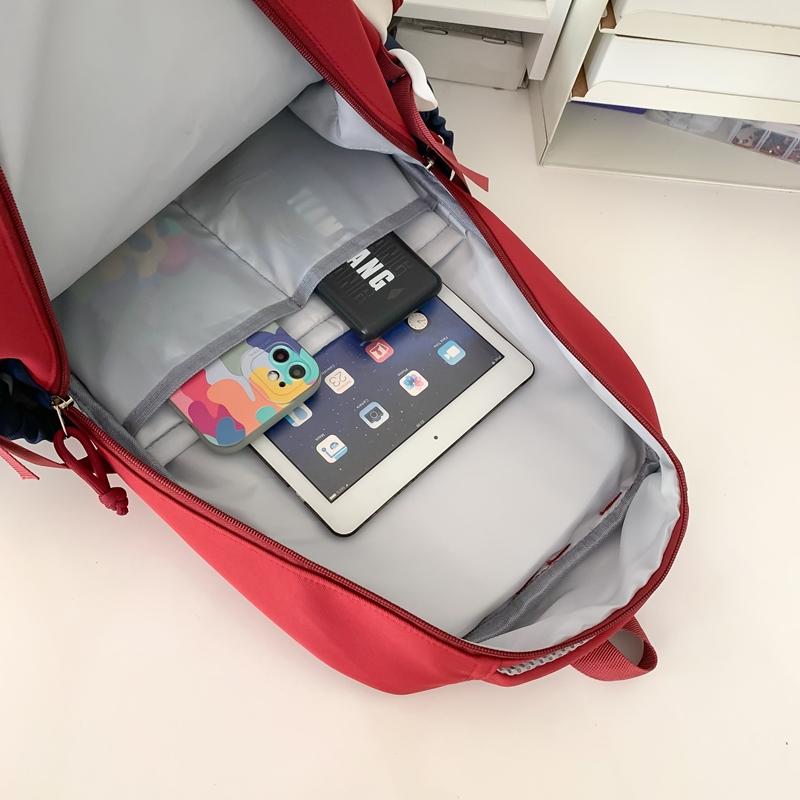 Kontrastfarbiger Schulranzen Studentenrucksack Leichtgewichtiger Wasserdichter Rucksack