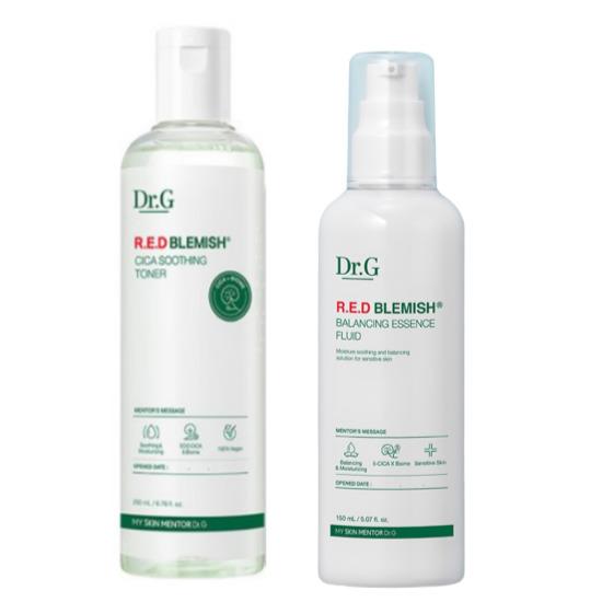 a0212  Dr.G Red Blemish Cica Soothing Toner & Balancing Essence Fluid Set (Toner 200 mL + Essence Fluid 150 mL)
