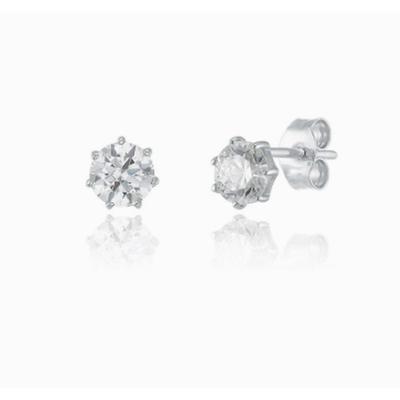 Simple Cubic 5.6mm Silver Earrings