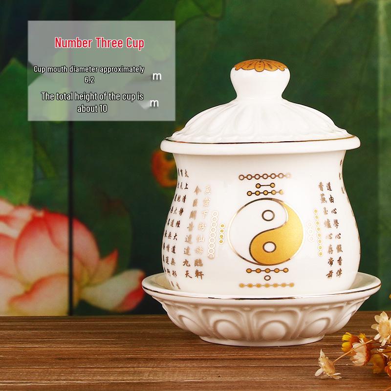 Keramische Opferbecher für Buddha, Guanyin und den Gott des Reichtums - Klein, Perfekt für Weihwasser und zum Anziehen von Reichtum.