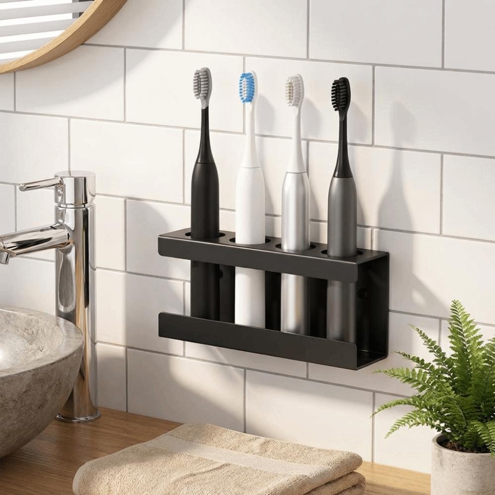 Wall Mounted Electric Toothbrush Stand Space Saving Storage Rack for Bathroom
