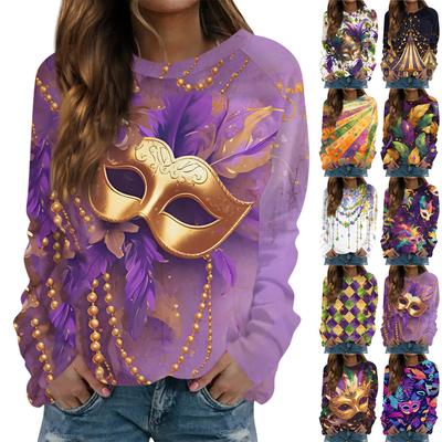 Round Neck Long Sleeve Sweatshirts For Women Print Graphic Top Casual Basic Tops Pullover