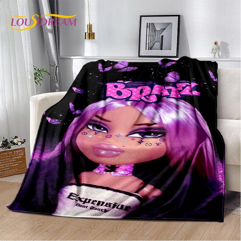 Cartoon Bratz Doll Girls 3D Printed Soft Blankets,Keep Warm Throw Blanket Comfortable Blanket for Picnic Beds Sofa Home Bedroom