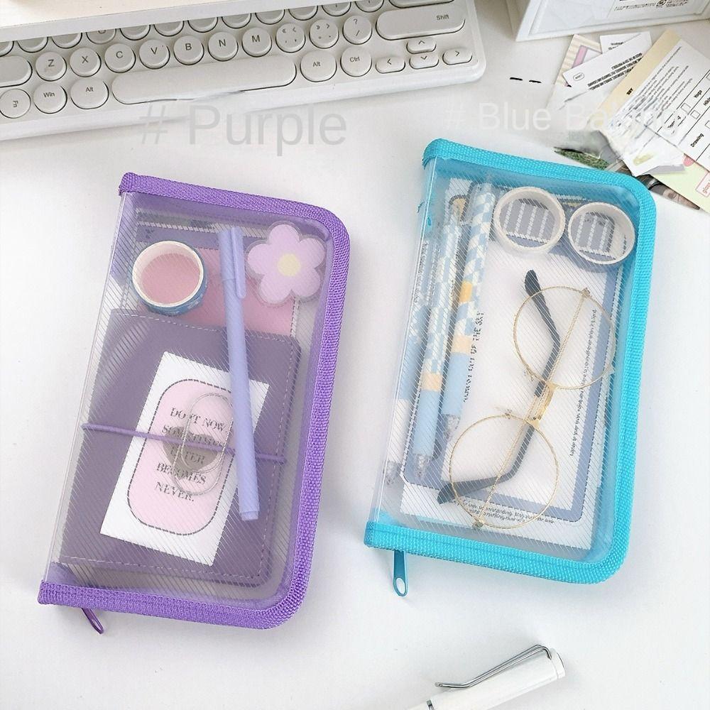 A6 Transparent Zipper Pouch Multifunctional Stationery Organizer Pouch File Folder Bag Kids