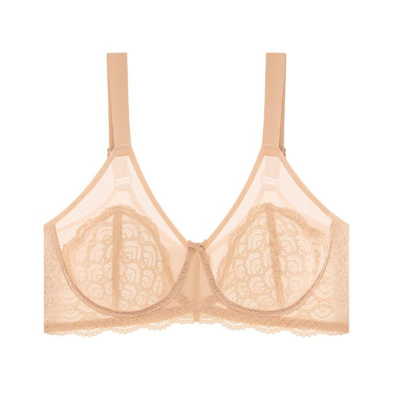 Plus Size Women Ultra Thin Breathable Sexy Lace Memory Wire Cotton Free Adjustable Underwear