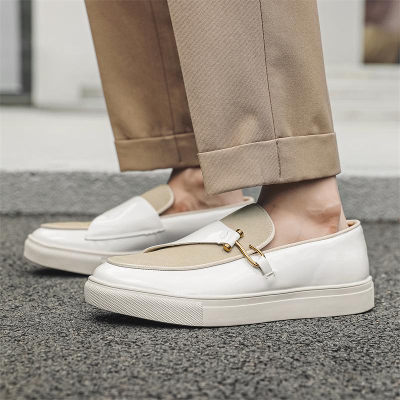 Elegantes Buckle Casual Leather Flats Slip On Office Man Formal Footwear Wedding Party Men's Dress Shoes Breath Driving Loafers