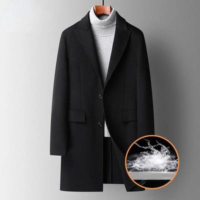 Brand New 100 Wool Lapel Double-Faced Tweed Coat Men's Long Down Detachable Liner Wool Coat Overcoat for Male