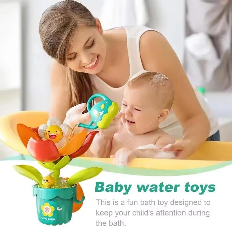 Fun Water Spray Sprinkler for Kid Baby Toys Funny Water Game Bath Toy Sunflower Bathroom Shower Spray Water Bathroom Bathtub Toy