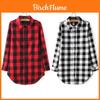 Women Fashion Button Down Checks Flannel Casual Lapel Long Shirt Tops Blouse In Vibrant Plaid Prints
