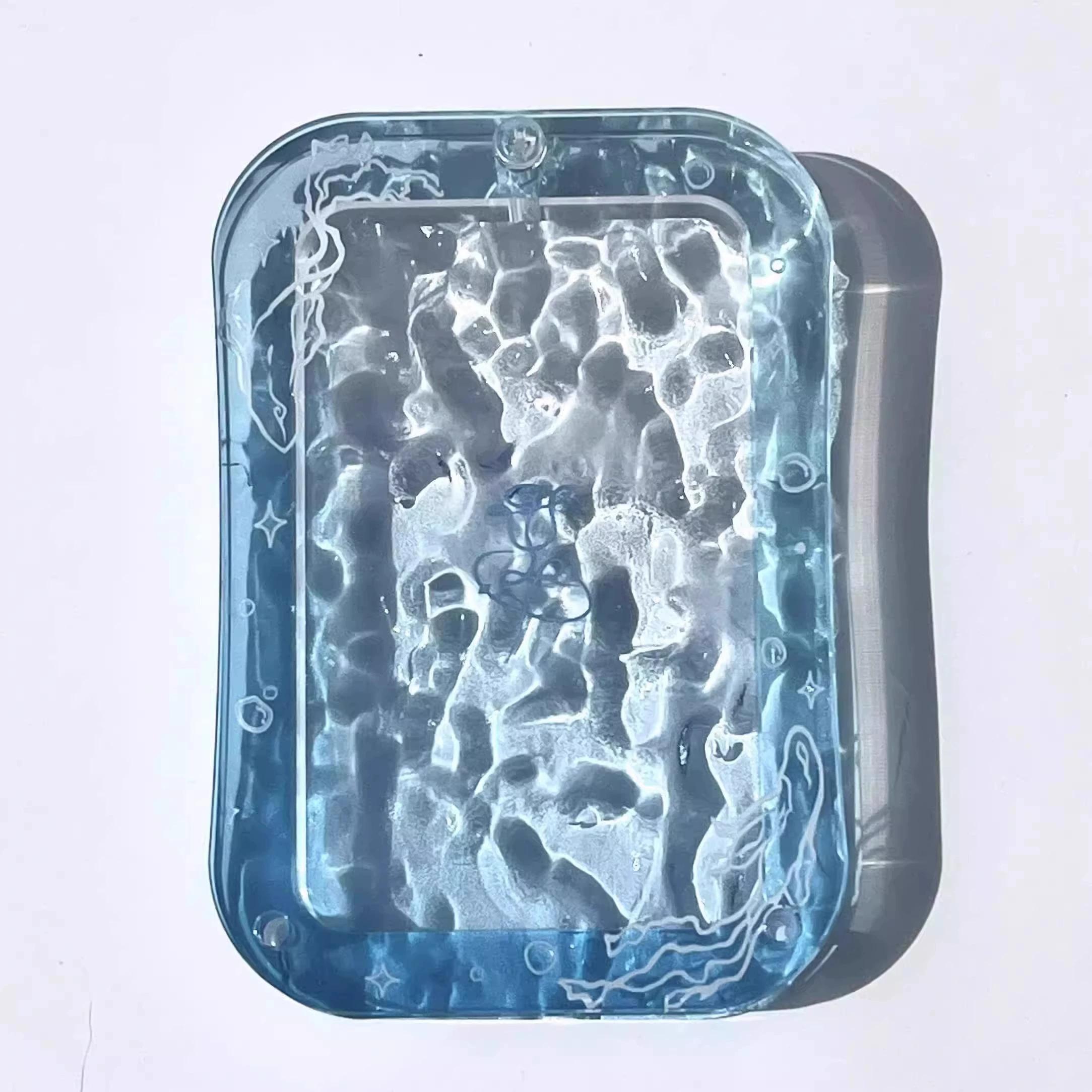 

Wave Pattern Acrylic Badge Frame - Color Gradient Pin Display Stand Clear View Desktop Decor, Inner Size 7.2x4.5x1cm