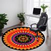1 Stück Mandala Kunstwerk Büro Runder Teppich, Rutschfest, Weich und Langlebig Büroteppich für Innendekoration, Perfekt für das Büro