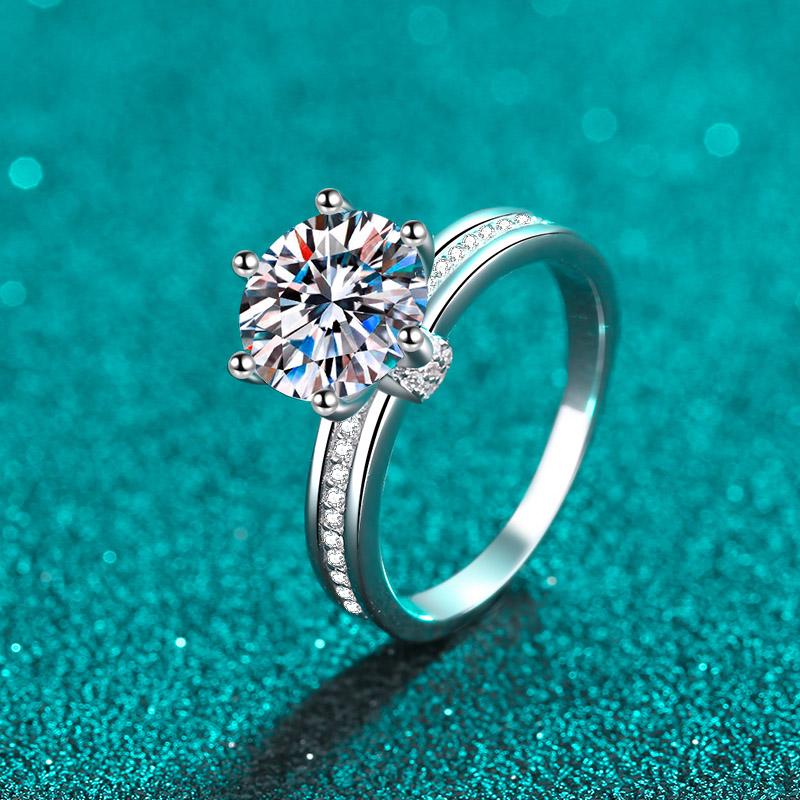 Hot Sales Engagement Diamond Ring 3.0ct Circular Moissanite in S925 Sterling Silver Stylish Jewellery Hot Selling 5