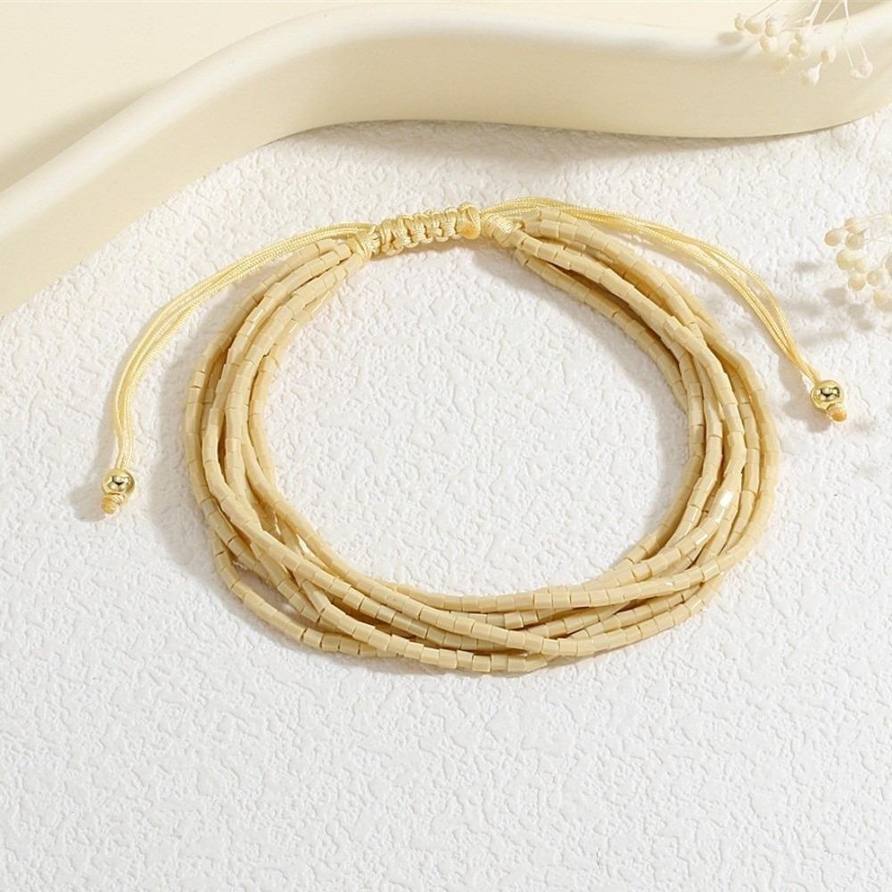 

Boho Thin Beads Bracelets Colorful Multilayer Bracelets Simple Bohemian Style Hand Chains Summer хаки