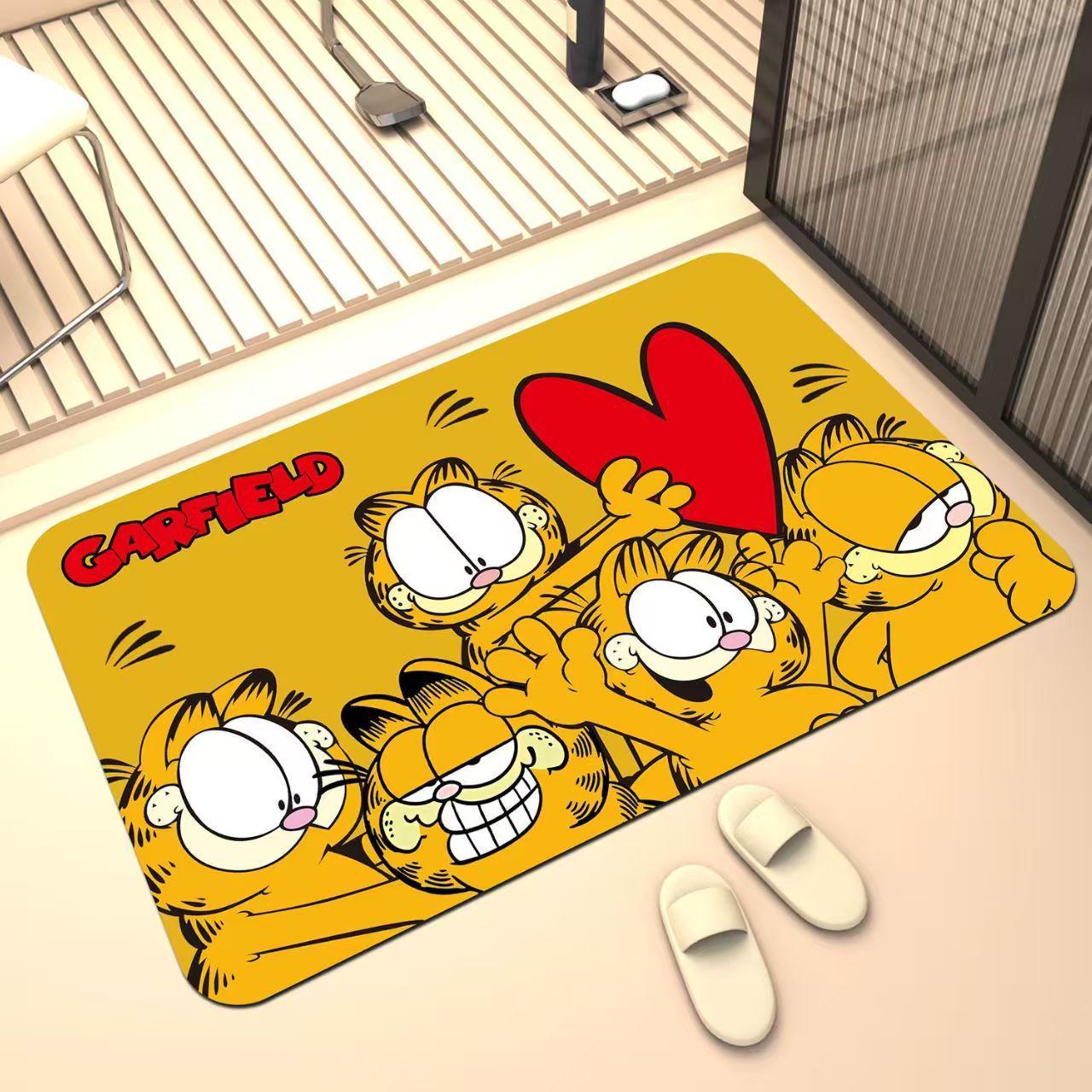 Garfield Cartoon Anti-Slip Diatom Mud Bathroom Mat - Quick-Drying, Water-Absorbent Toilet Foot Mat 30x40 Diatom Mud Upgrade