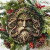 Uomo Verde Spirito dell'Albero Arte da Parete in Metallo Scultura Rotonda Incantata per Decorazioni per la Casa Pagana Wiccan