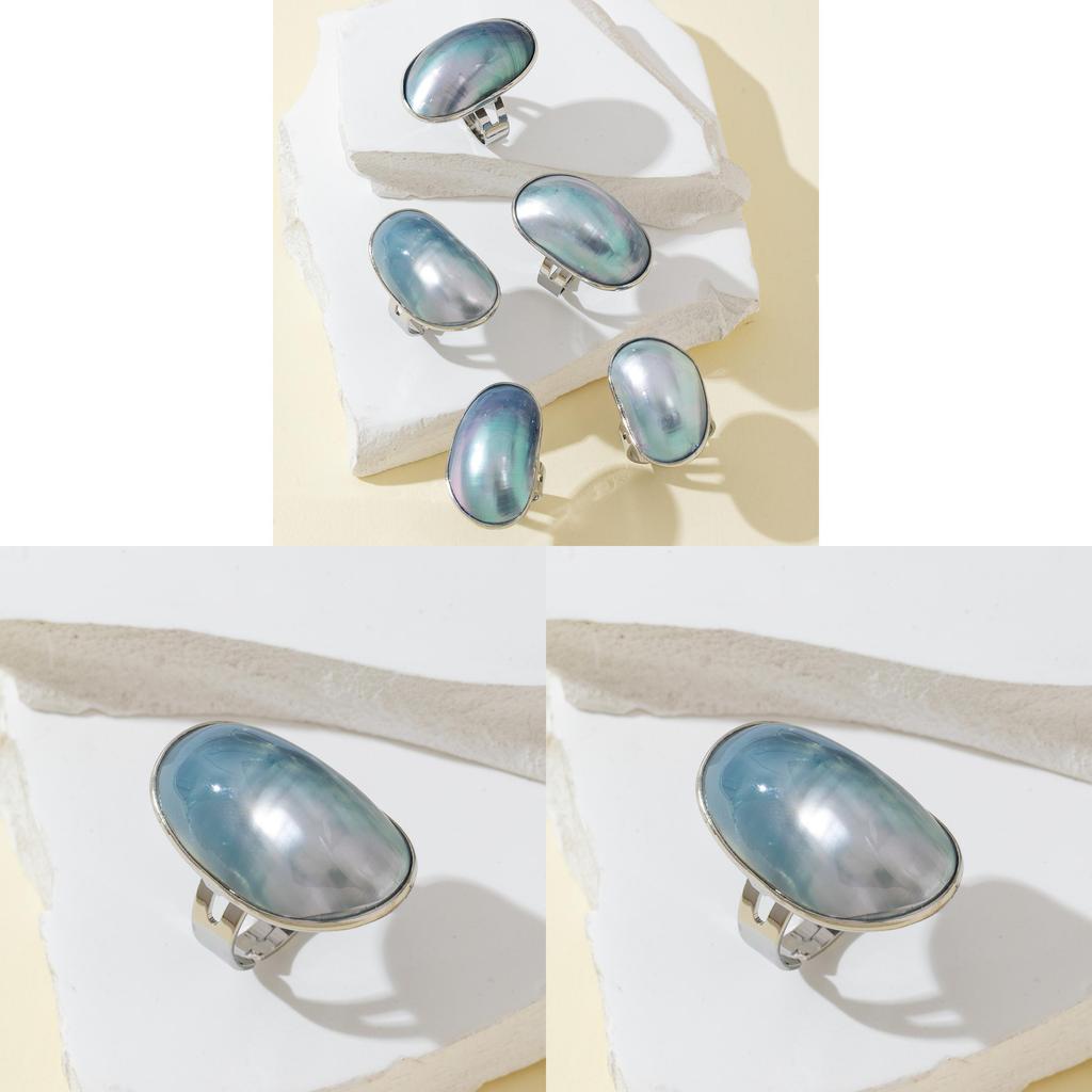 Schelp Open Ring Uniseks Verstelbare Sieraden Met Gegalvaniseerde Afwerking Voor Zomer Mode