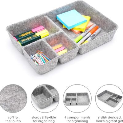 Table Drawer Storage Box, Multi-purpose Felt Shallow Narrow Drawer Storage Box for Desks, Suitable for Bedroom&Living Room