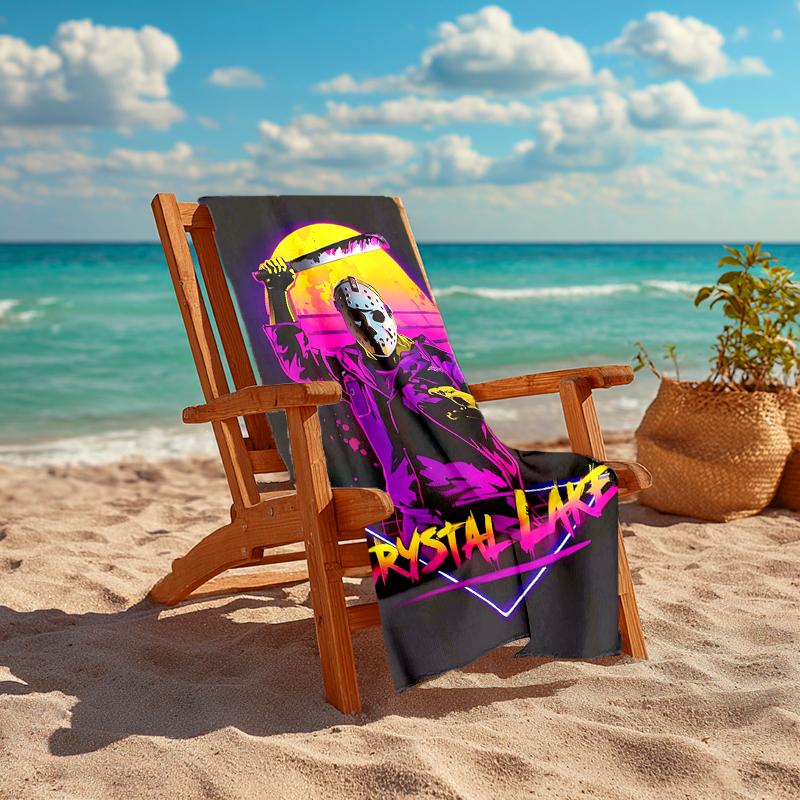 1Pc Crystal Lake Horror Beach Towel Quick Dry Multiuse For Beach Pool Gym Yoga Home Travel Christmas Halloween Xmas Gift En123