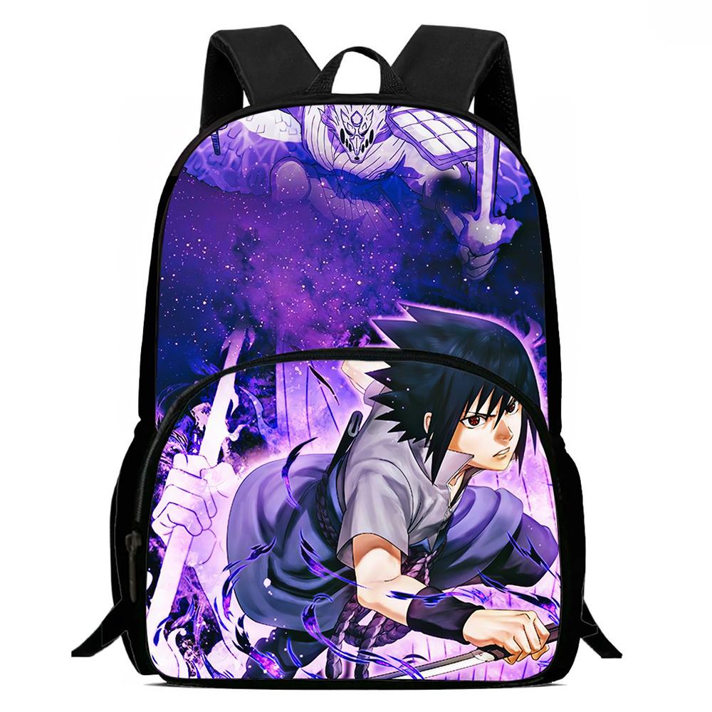 Cartoon NARUTO Pattern Lightweight Backpack With Front Pocket Adjustable Shoulder Strap Unisex Suitable For Children Age 6-10