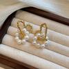 Elegant Pearl Heart Earrings - French Design, Simple, Gentle, and High-Class