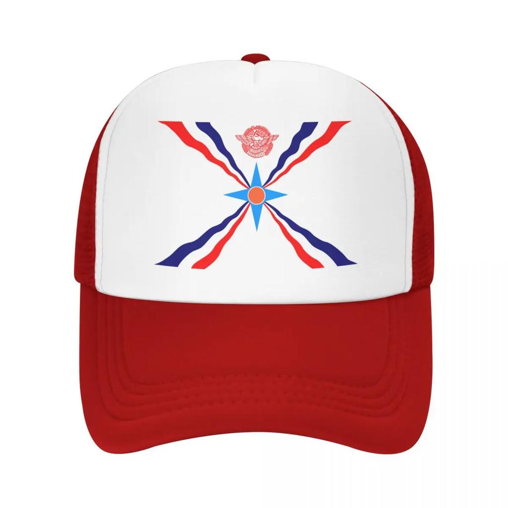 Custom Punk Unisex Assyrian Flag Trucker Hat Adult Aramean Proud Adjustable Baseball Cap for Unisex Women Hip Hop Trucker Cap