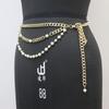 European and American Fashion Multi-layer Metal Pearl Waist Chain Jeans Long Skirt with Small Ball Pendulum Chain Waist Women's Jewelry Chain