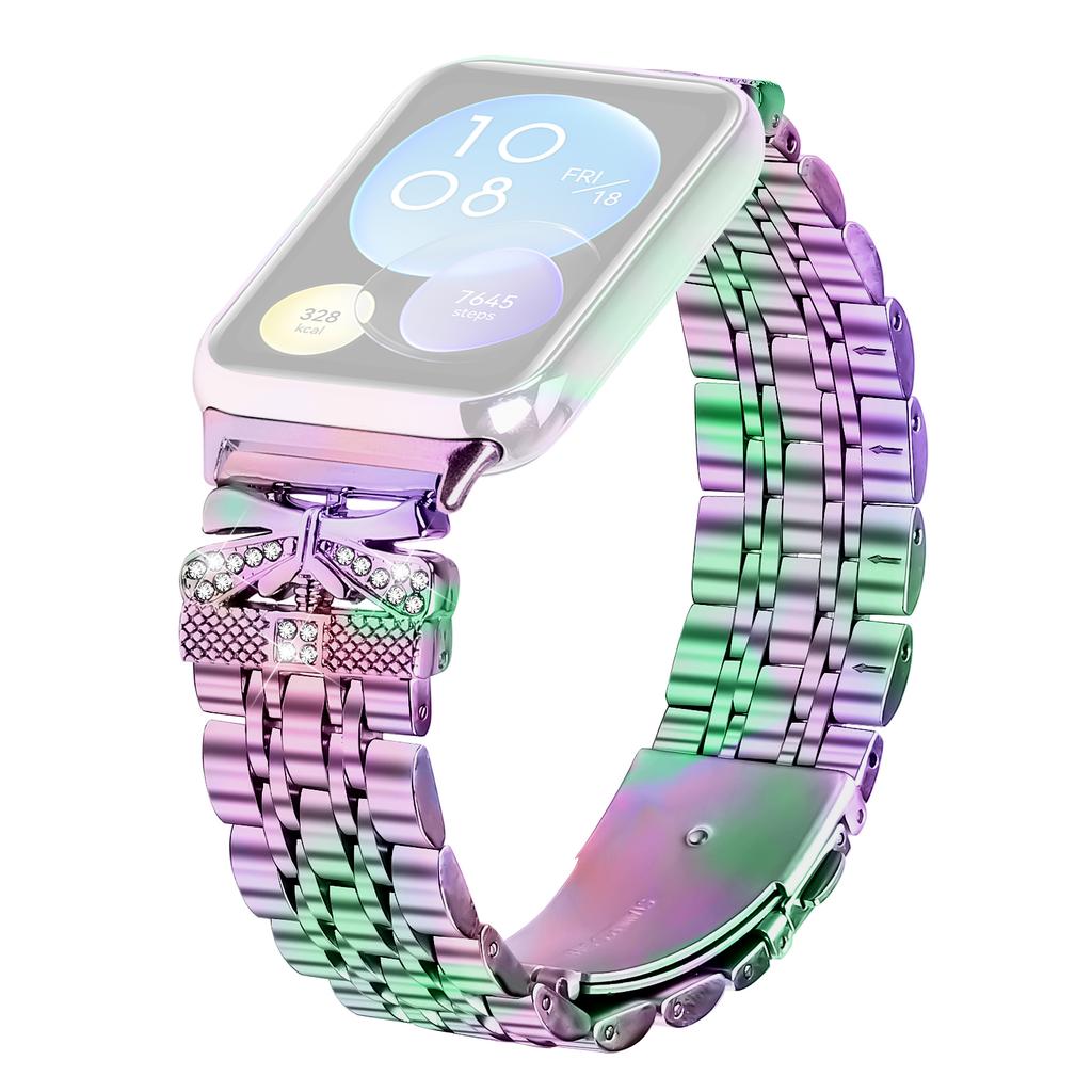 Metallarmband für Xiaomi Smart Band 9 Pro/8 Pro, Strass-Schmetterlingsdekor, Edelstahl-Armband