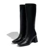 Women Boots Spring Autumn Punk Style Square Toe Women Knee-High Boots Luxury Chunky Low Heels Long Booties Shoe  De Mujer
