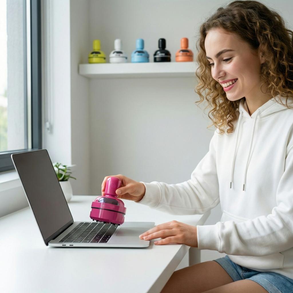 Mini Desktop Vacuum Cleaner Rechargeable Portable Keyboard Dust Remover with 3 Adjustable Suction Levels for Office Home Use