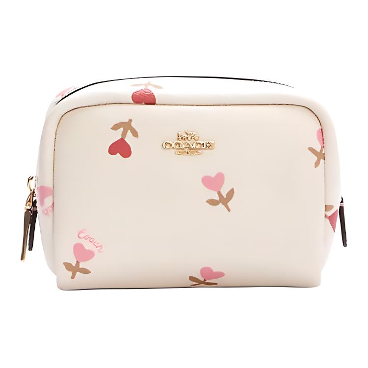

Coach Boxy Cosmetic Case 11 Limited Edition Heart Leather Coated Canvas Wallet Clutch Small Women cosmetic case White C2903-IMCAH Basic Set (Bag+Dust Bag)