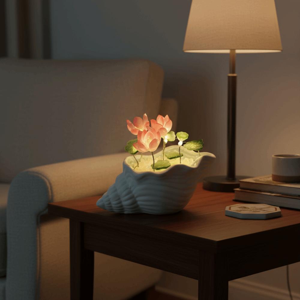 Small Size Sea Shell Glass Lotus Lotus Design Lotus Night Light DIY Lotus Lamp  Birthday Gift