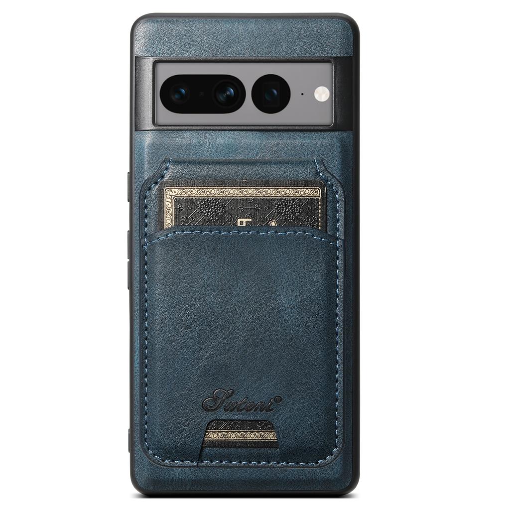 Wireless Charging Faux Leather Magnet Card Holder Stand Picture Frame Phone Case for Google Pixel 9 XL 8 Pro 7A 6