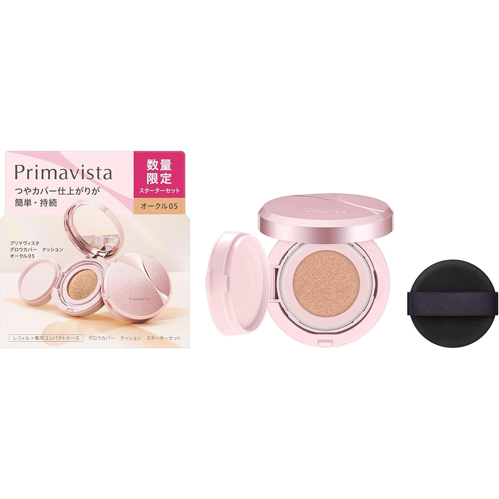 Primavista Glow Cover Cushion Oak 05 Starter Set with SPF 30, Moisturizing, Lightweight Foundation