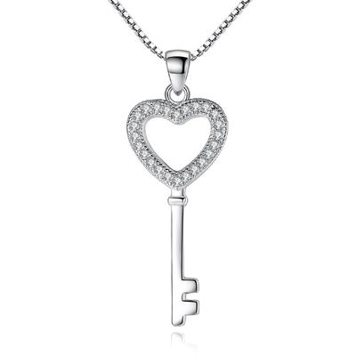 Versilberte Accessoires Ornament Schlüssel Halskette Damen Einfacher Anhänger Schlüssel Schlüsselbein Kette Kurze Silberne Accessoires
