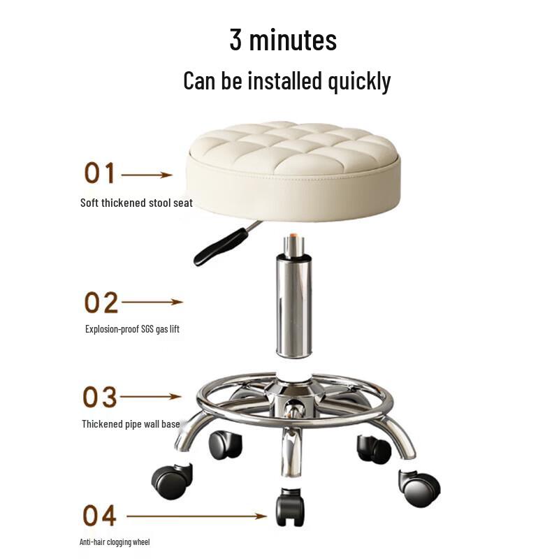 Professional Salon Swivel Stool with Backrest