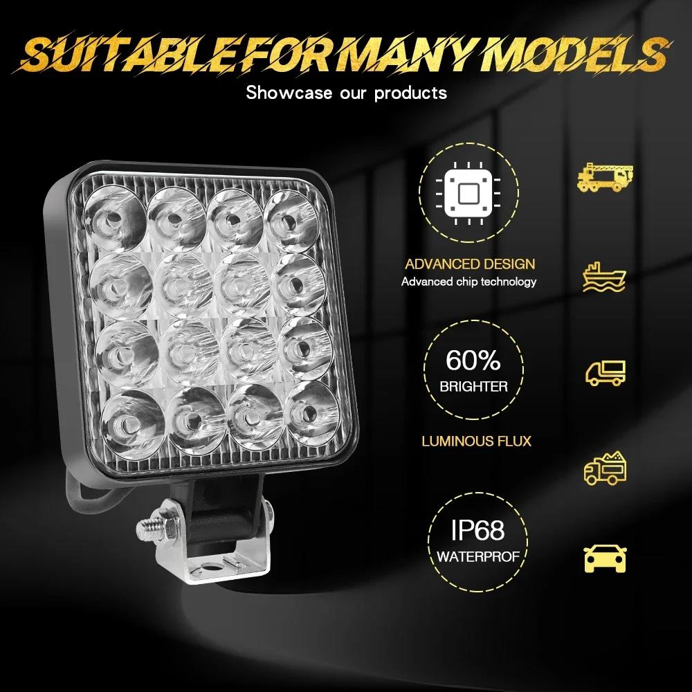 4PCS 4inch LED Work Light Pods Spot Off Road ATV Truck Reverse Fog Lights 6000k Spot Flood Combo Beam 12V 24V IP68 Back Up Lights 1