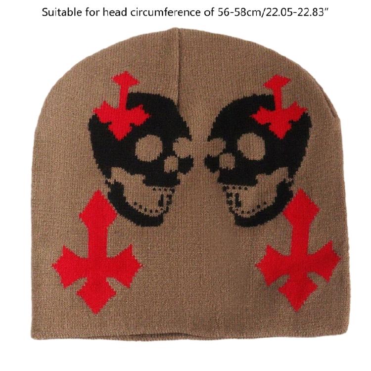 Women Knit Beanie Warm Ear Protector Hat Teens Halloween Jacquard Handmade Hat
