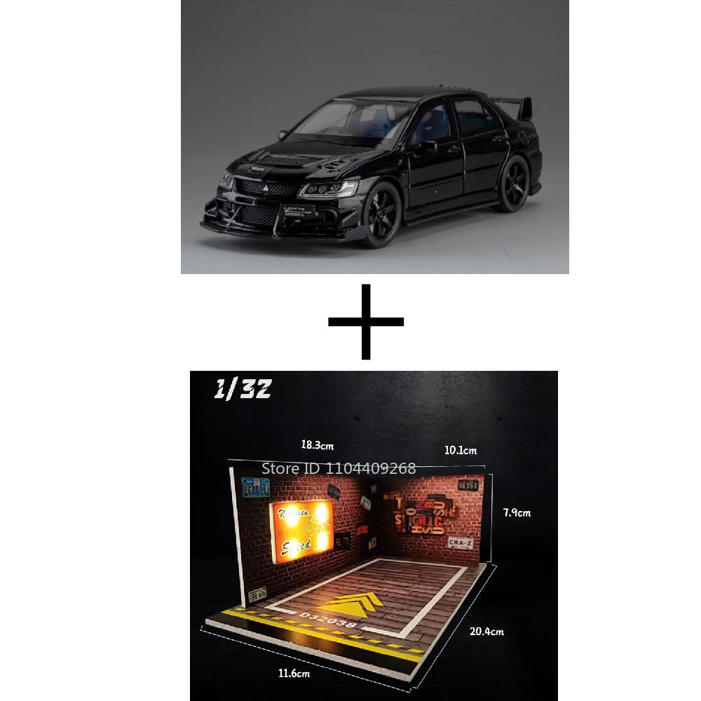 Scale 1:32 Mitsubishi Lancer Evolution IX Sports Car Toy Model Doors Opened Pull Back Shock Absorption Vehicles Hobby Ornaments