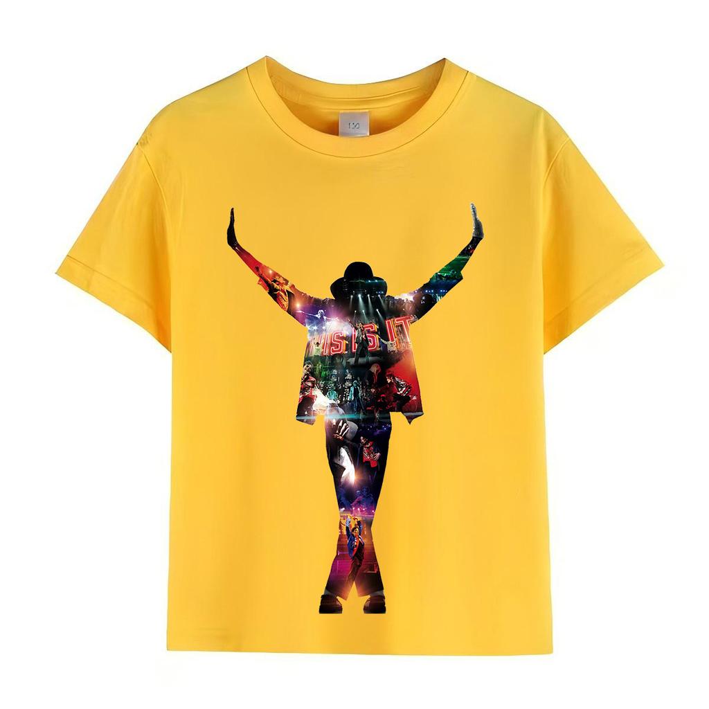 Kinder Michael Jackson Rock N Roll T-Shirt Kinder Mode Rundhals Oberteil Sommer Freizeitkleidung für Jungen und Mädchen