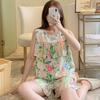 Anti-bumping Pajamas Women's Summer Vest Shorts Set Cotton and Silk Loungewear Can Be Worn Outside Loose Large Size Sweet and Cute