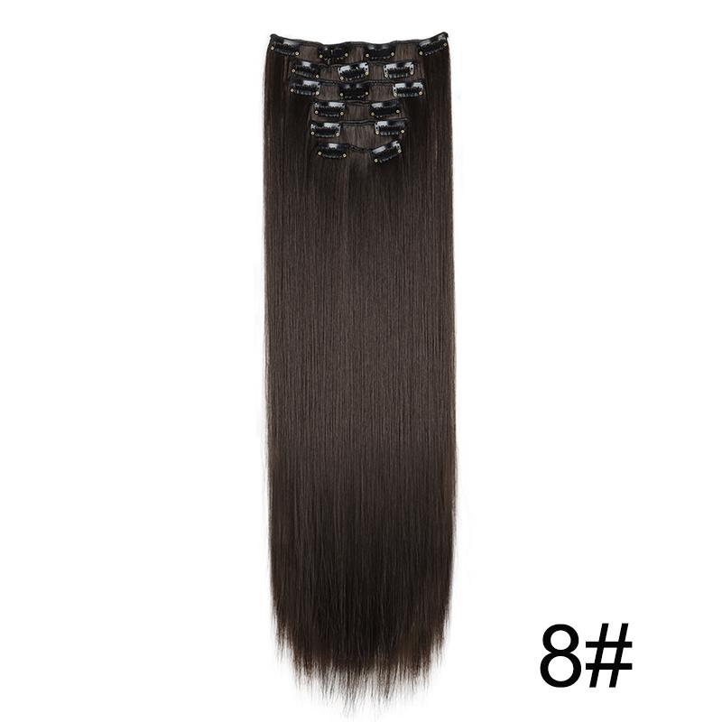 Synthetic 6pcs/set Long Straight Clip-in Hair Extension Invisible Seamless Extension Black Brown Hairpiece for Women 2028